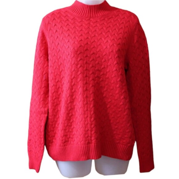 Vintage Studio Works Red Knit Sweater Beautiful Textured Cable Knit Large - Picture 1 of 14